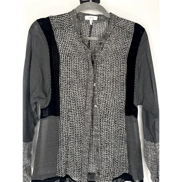 Reiss Black and White Blouse - Picture 5 of 8